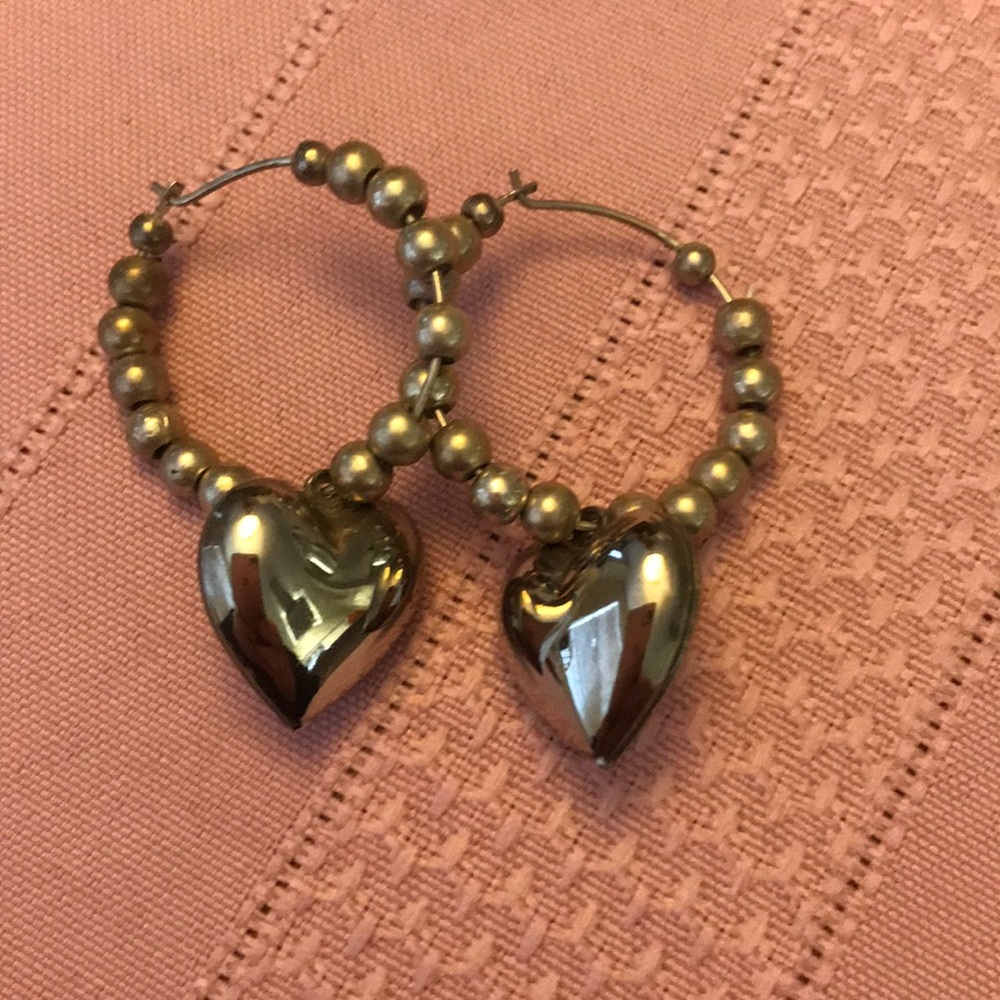 Sterling silver heart hoops